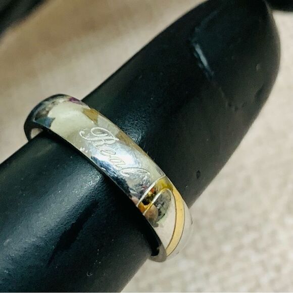 Stainless Steel Real Love Engraved Ring - Picture 2 of 3
